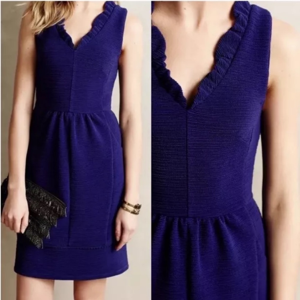 Maeve Anthropologie Ruffle V-Neck Dress
